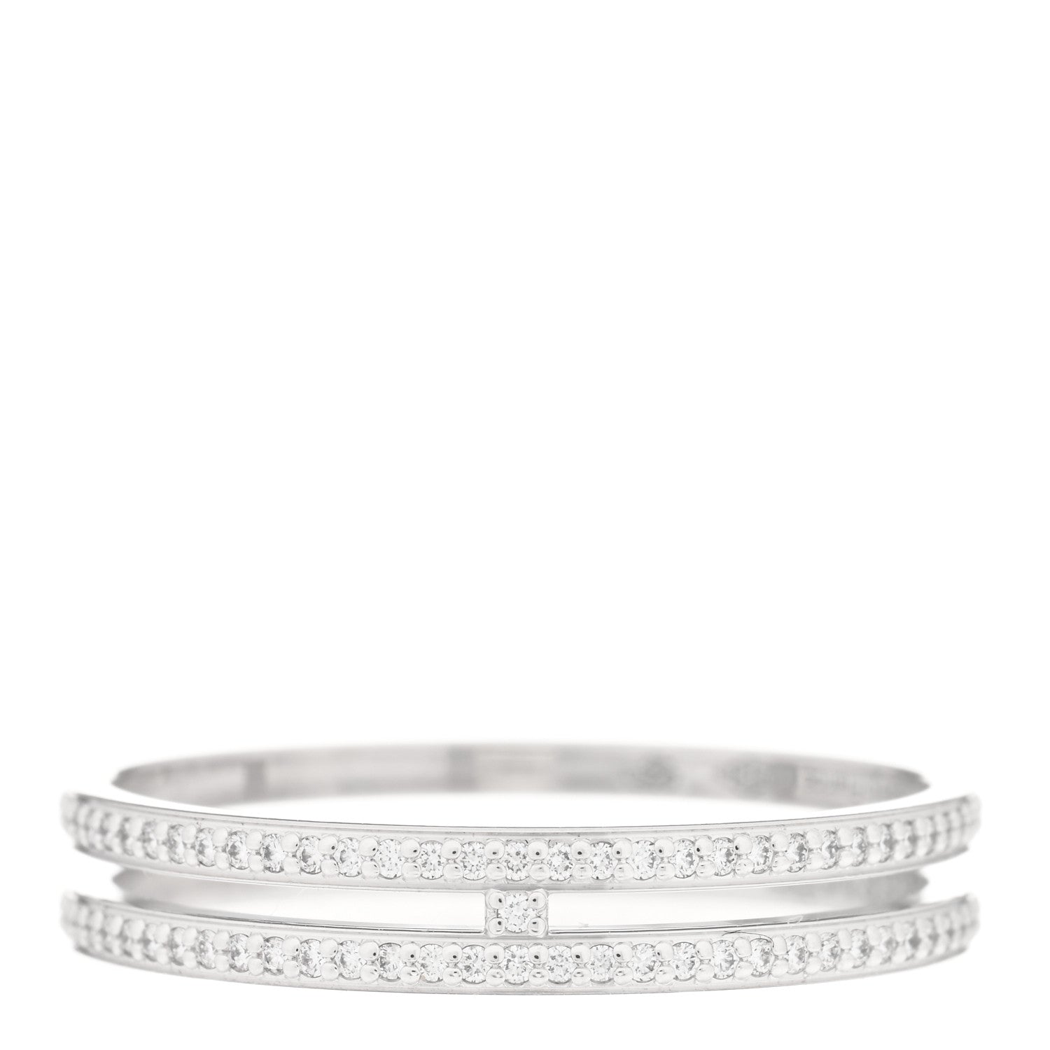 Hermes 18K White Gold Diamond Ariane Wedding Band Ring 58 8.25 1 of 5