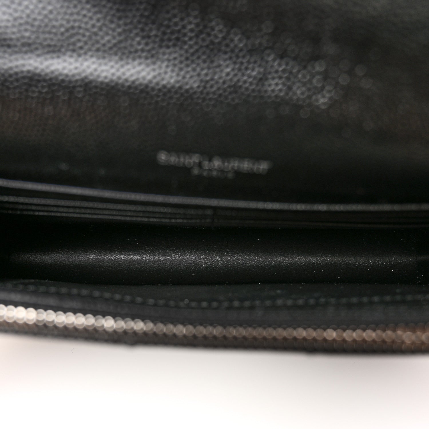 Saint Laurent Grain De Poudre Matelasse Chevron Monogram Envelope Chain Wallet Black 5 of 9