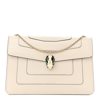 Bulgari Calfskin Serpenti Forever Crossbody Bag White Agate 1 of 12