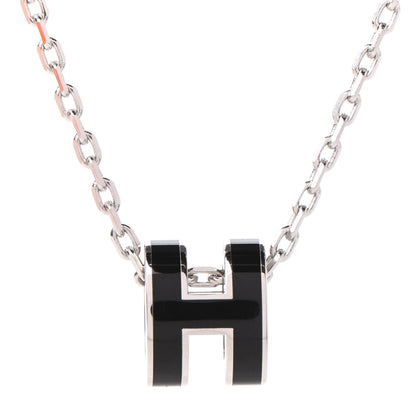Hermes Lacquered Palladium Mini Pop H Pendant Necklace Black 4 of 7