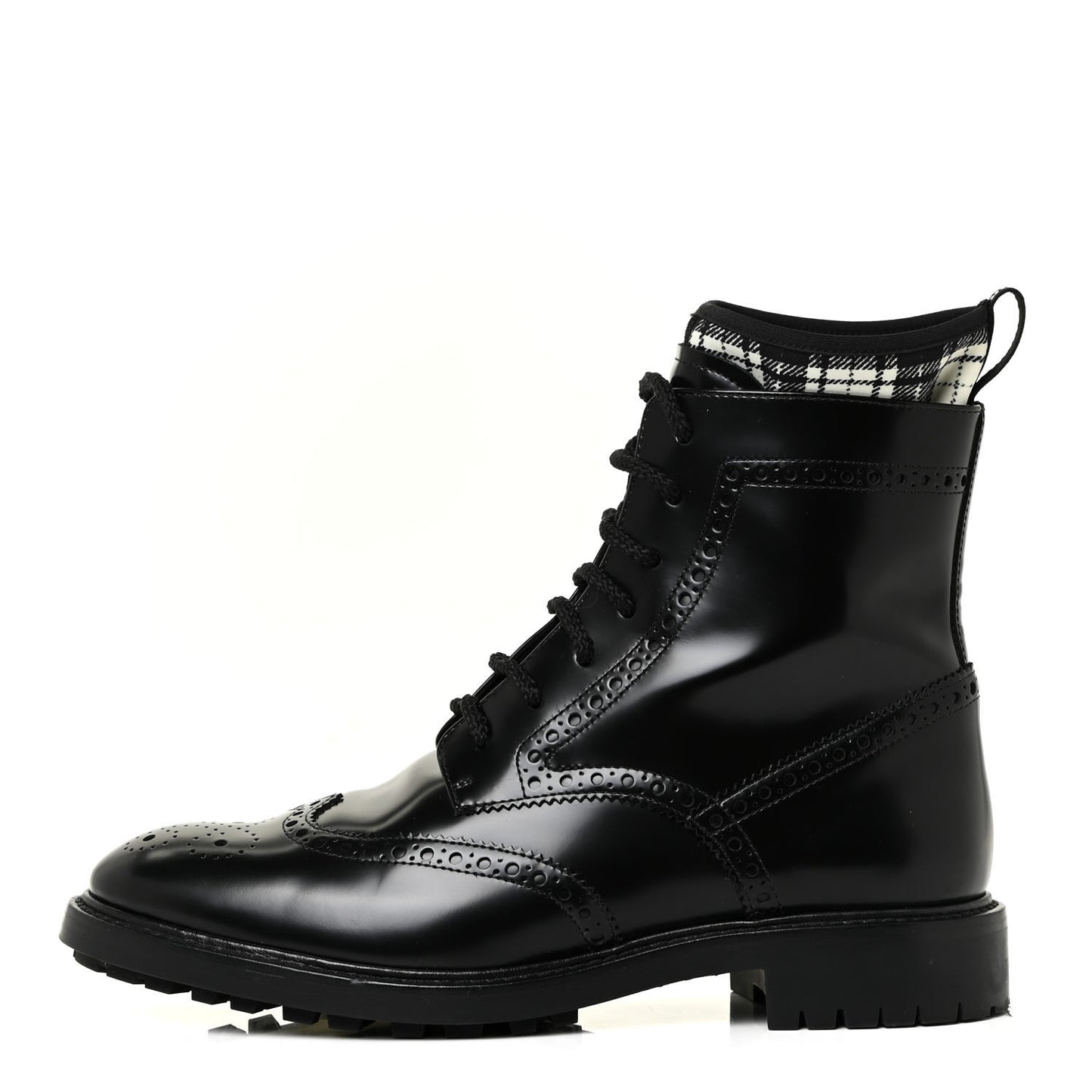 Calfskin Tartan D-Order Low Boot 39.5 Black White