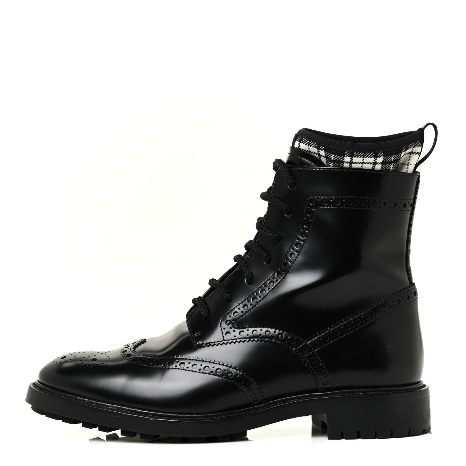 Christian Dior Calfskin Tartan D-Order Low Boot 39.5 Black White 1 of 12