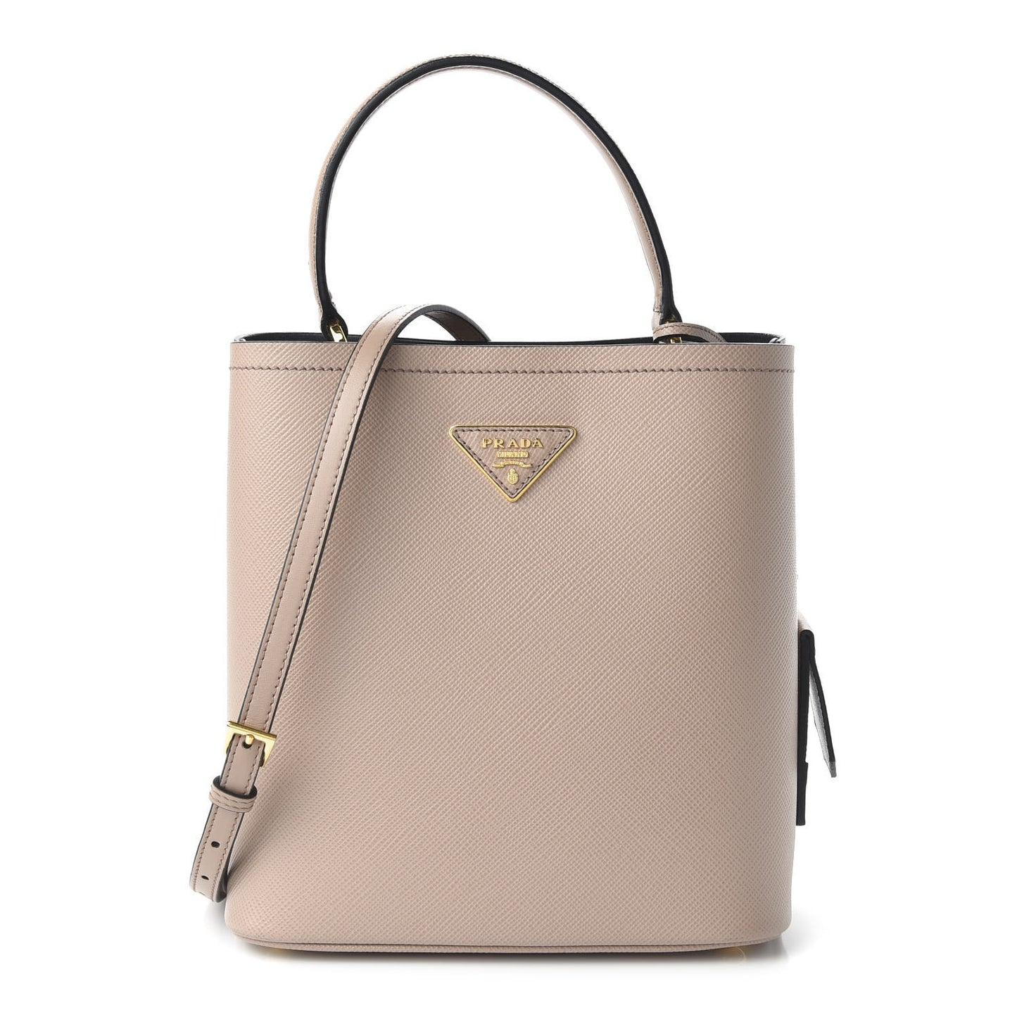 Saffiano Cuir Medium Panier Bucket Bag Cipria Black