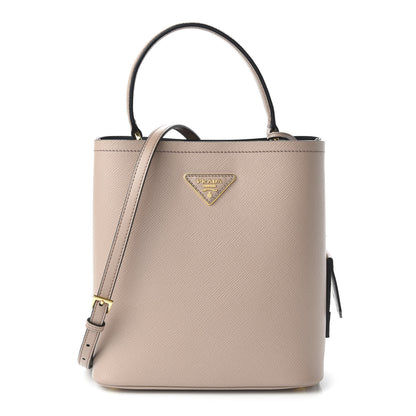 Prada Saffiano Cuir Medium Panier Bucket Bag Cipria Black 1 of 9