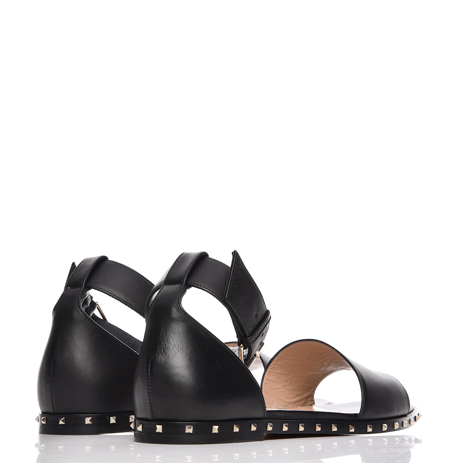 Valentino Garavani Nappa Soul Rockstud Ankle Strap Flat Sandals 38 Black 3 of 8