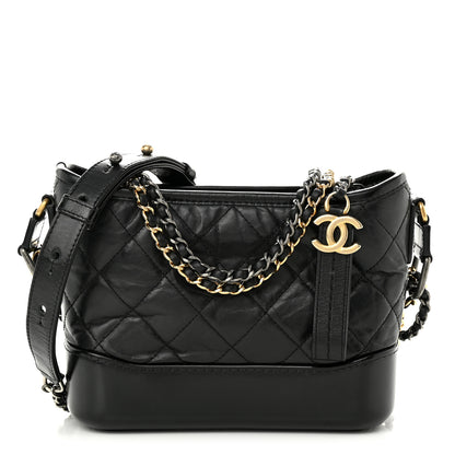Chanel Aged Calfskin Quilted Small Gabrielle Hobo Black 1 of 10