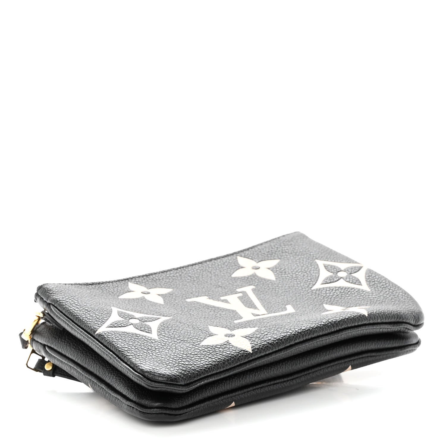 Louis Vuitton Empreinte Monogram Giant Double Zip Pochette Black Cream 4 of 12
