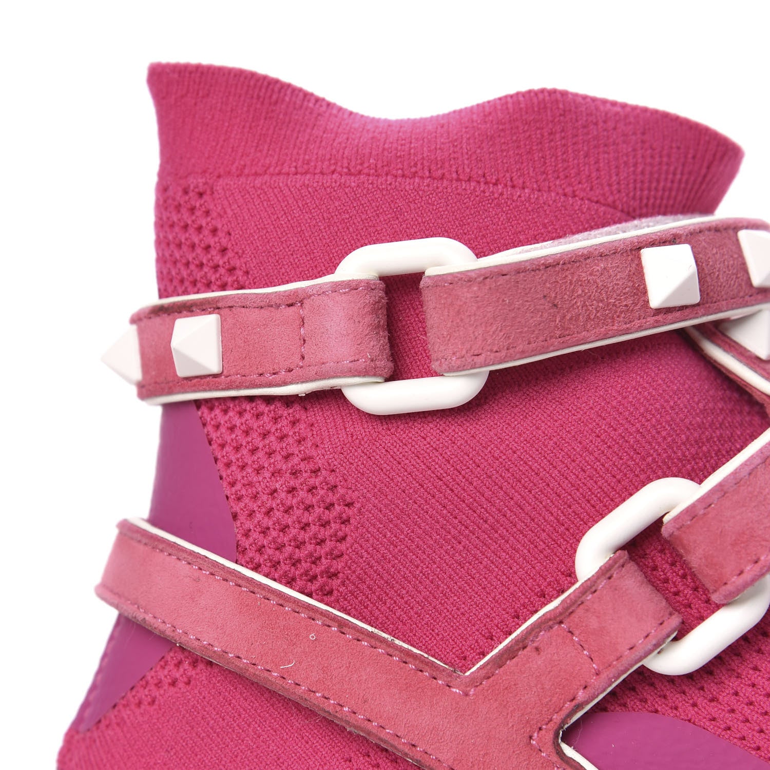 Valentino Garavani Body Tech Knit Free Rockstud Sock High Top Sneakers 37 Shadow Pink Optic White 7 of 8