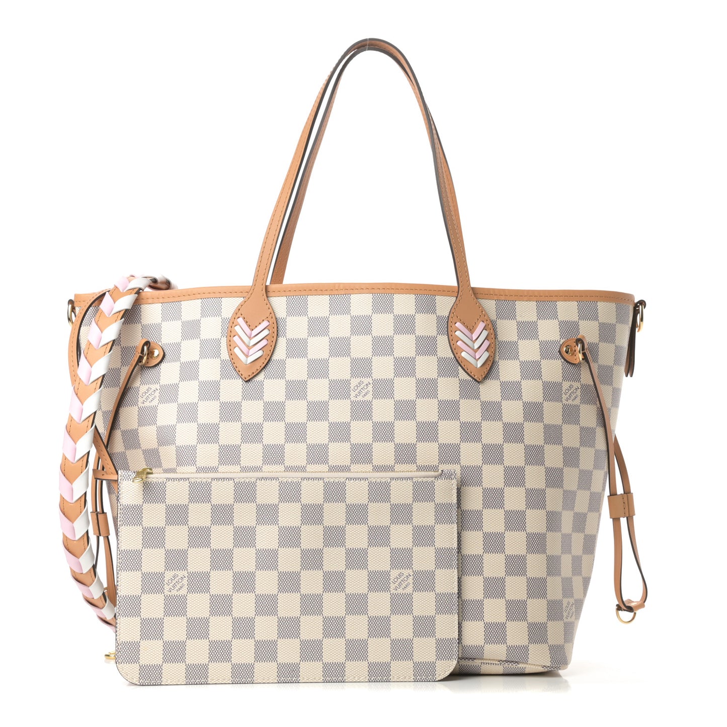 Damier Azur Braided Neverfull MM Pink