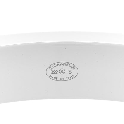 Chanel Resin Logo Bangle Bracelet Black White 4 of 5