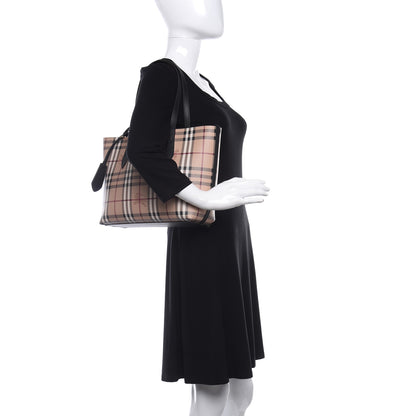 Burberry Grainy Calfskin Haymarket Check Small Reversible Tote Black 2 of 17
