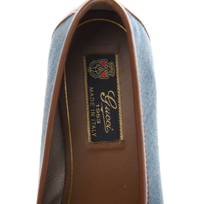 Gucci Denim Womens 1953 Horsebit Loafers 39 Brown Blue 7 of 8