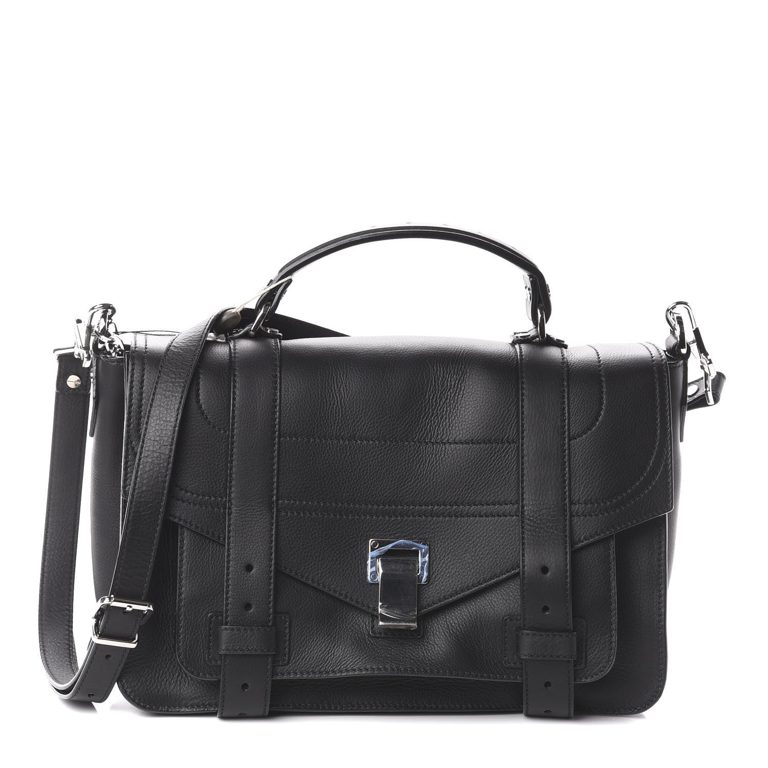 Proenza Schouler Grained Calfskin Medium PS1 Plus Satchel Black 1 of 8