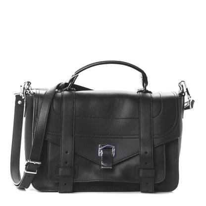 Proenza Schouler Grained Calfskin Medium PS1 Plus Satchel Black 1 of 8