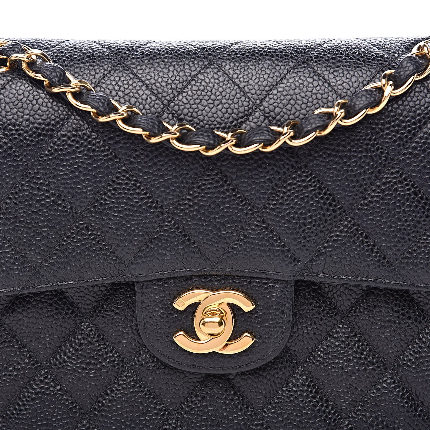Caviar Quilted Small Double Flap Black