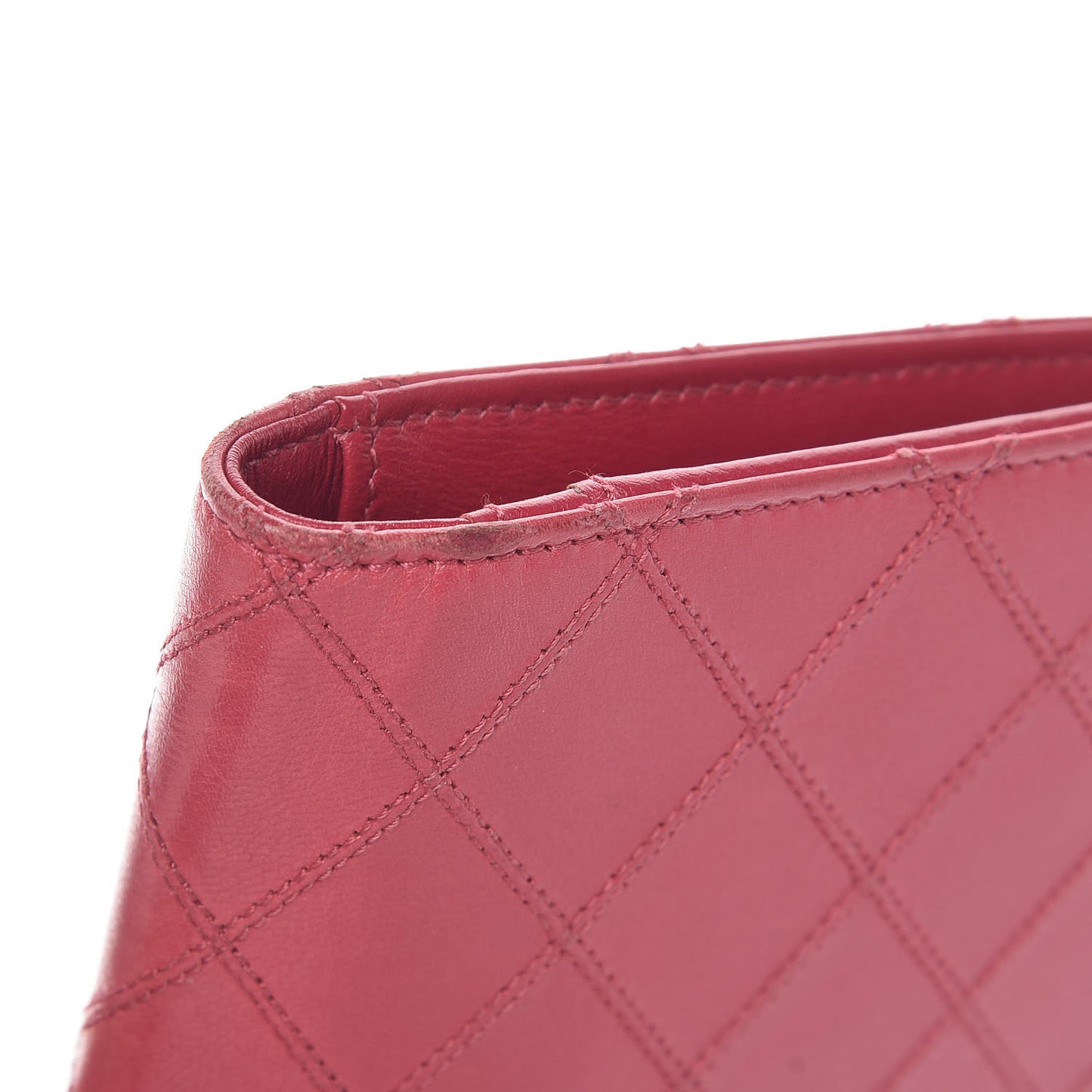 Lambskin Diamond Stitched Yen Wallet Fuchsia