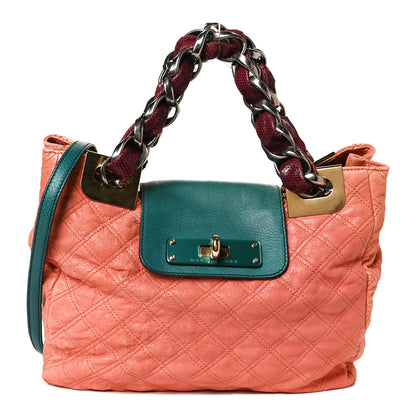 Marc Jacobs Calfskin Snakeskin Quilted Flap Pink Multicolor 1 of 12