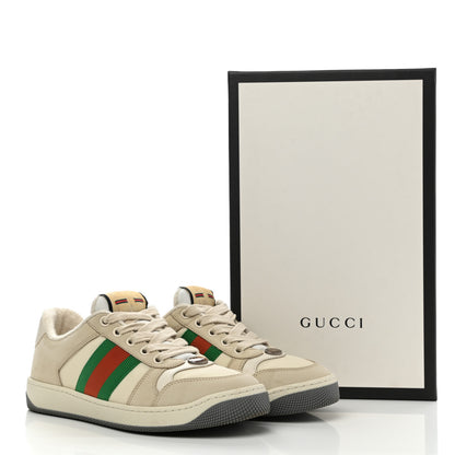 Gucci Nylon Nubuck Web Womens Screener Sneakers 35 Mystic White Dusty Milk 9 of 9