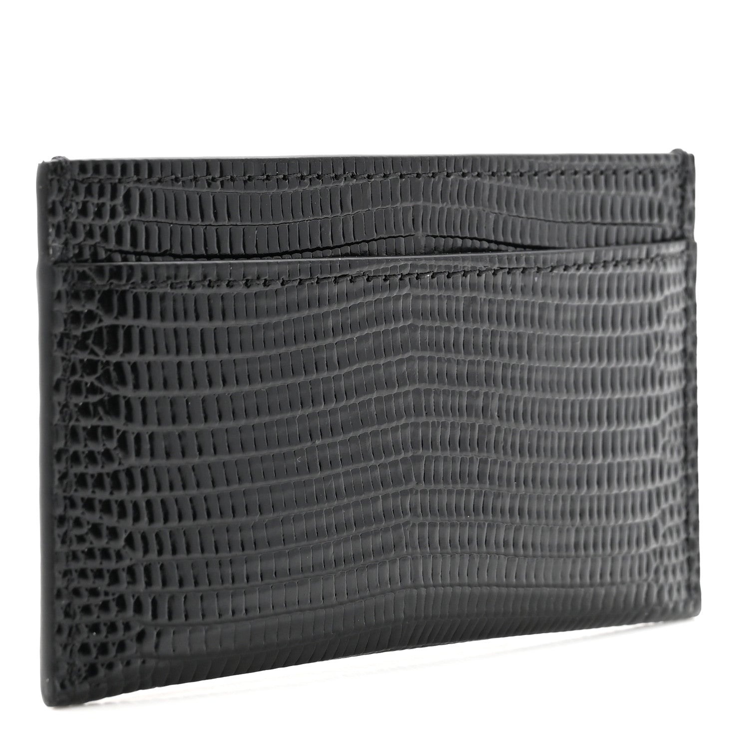 Chanel Calfskin Lizard Embossed Card Holder Black 3 of 8