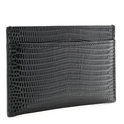 Chanel Calfskin Lizard Embossed Card Holder Black 3 of 8