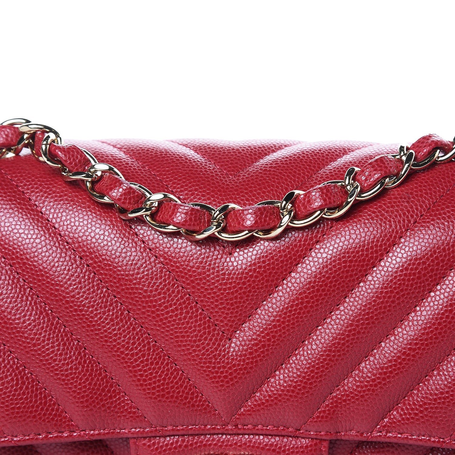 Chanel Caviar Chevron Quilted Mini Rectangular Flap Dark Pink 10 of 13