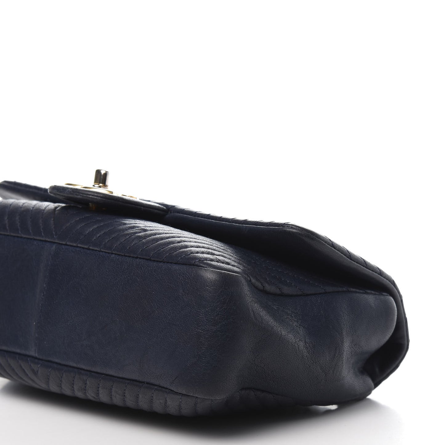 Calfskin Surpique Chevron Medium Flap Navy