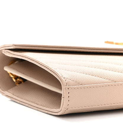 Saint Laurent Grain De Poudre Matelasse Chevron Monogram Chain Wallet Nude Powder 8 of 9