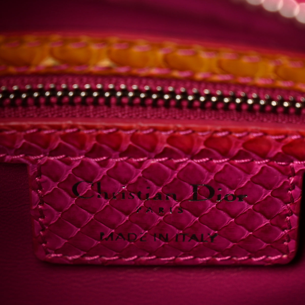 Snakeskin Medium Lady Dior Pink Orange