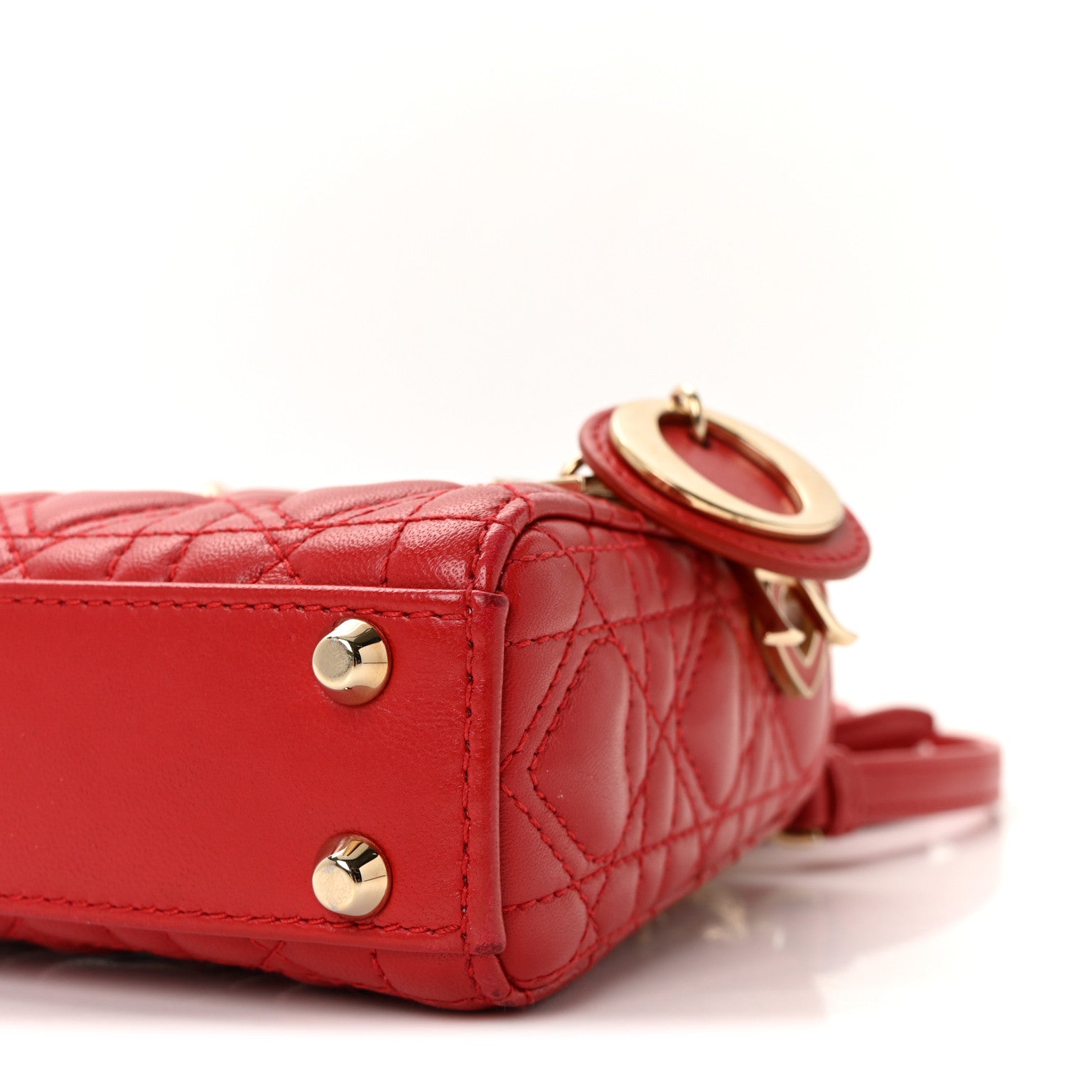 Christian Dior Calfskin Cannage Dioramour Micro Lady Dior Bright Red 9 of 9