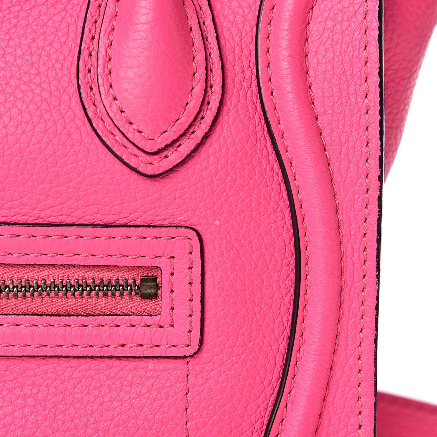 Drummed Calfskin Nano Luggage Fluo Pink