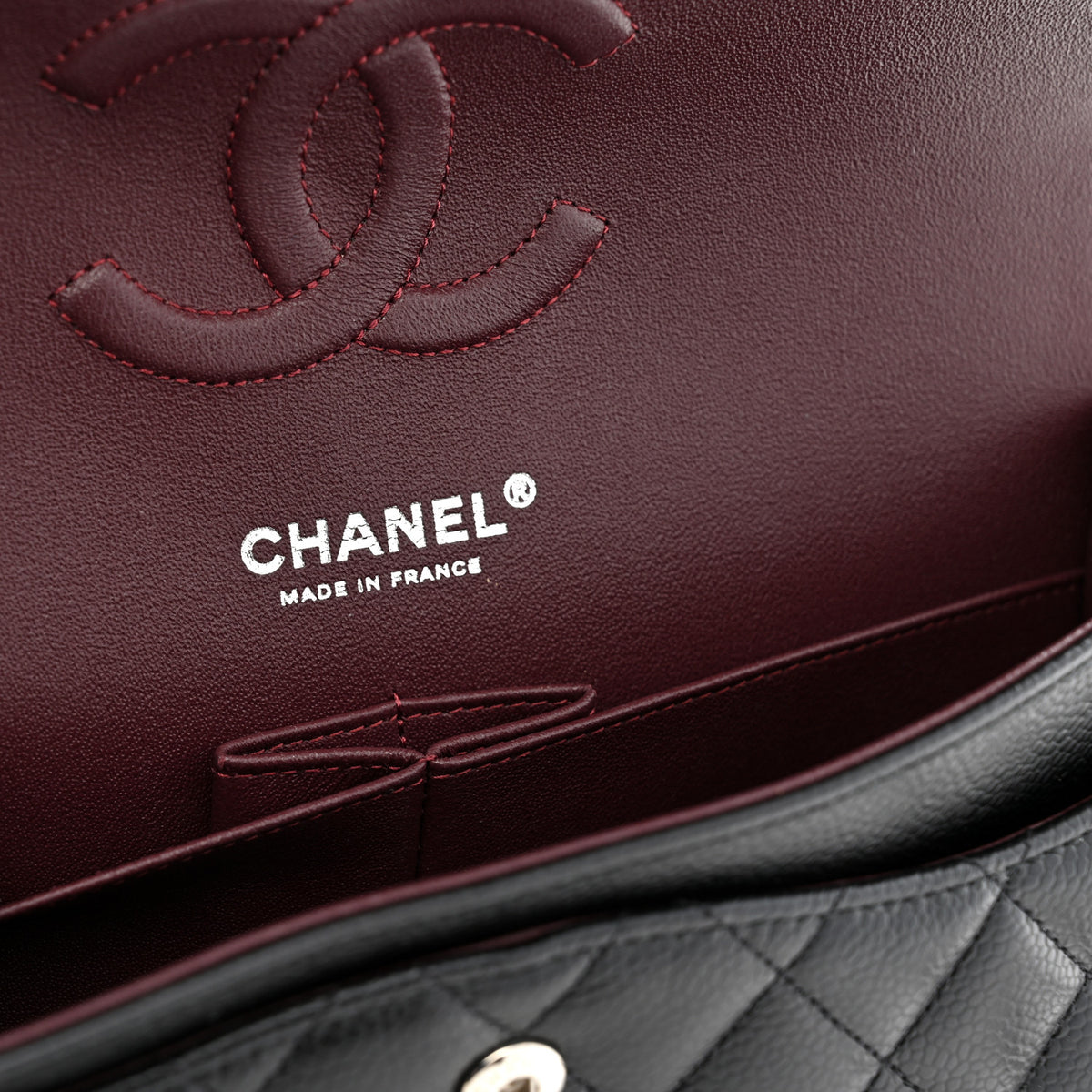 Caviar Quilted Medium Double Flap Black