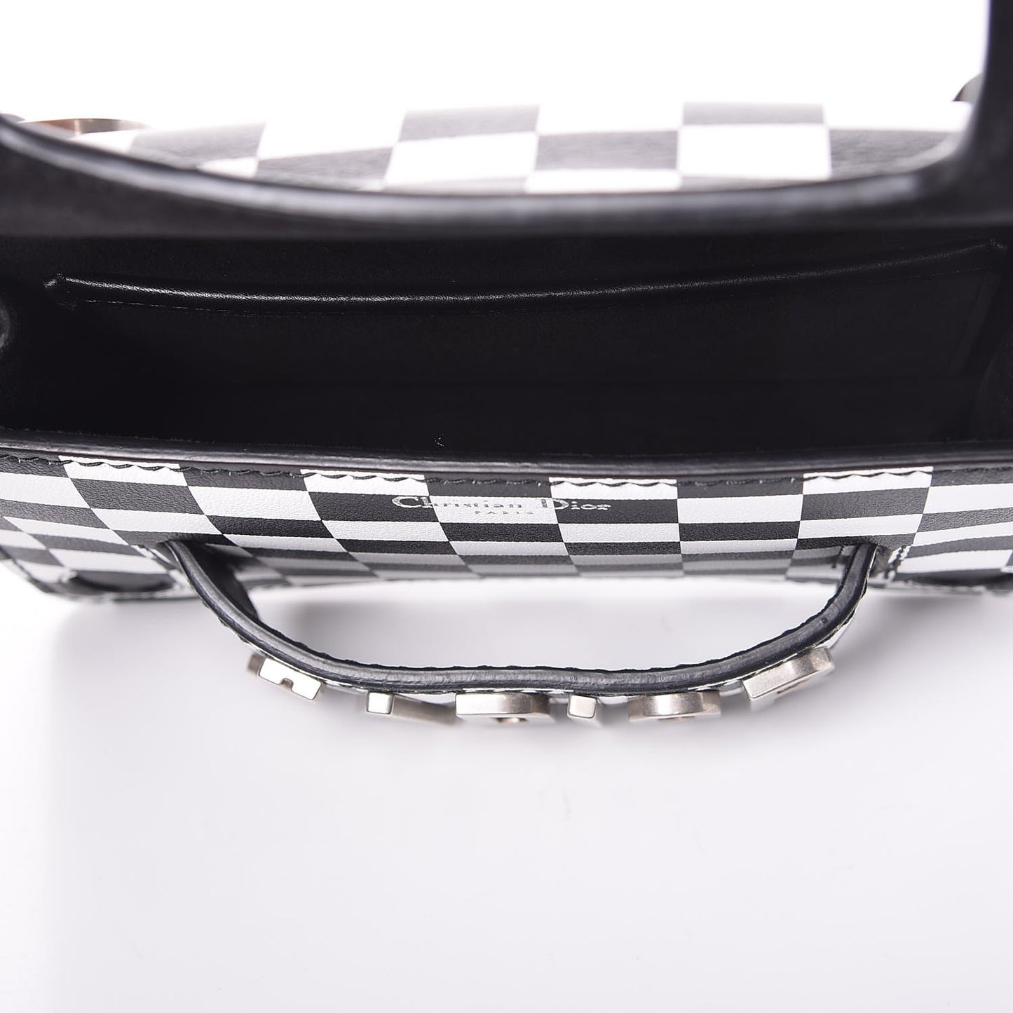 Calfskin Checkered J'Adior Chain Flap Bag White Black