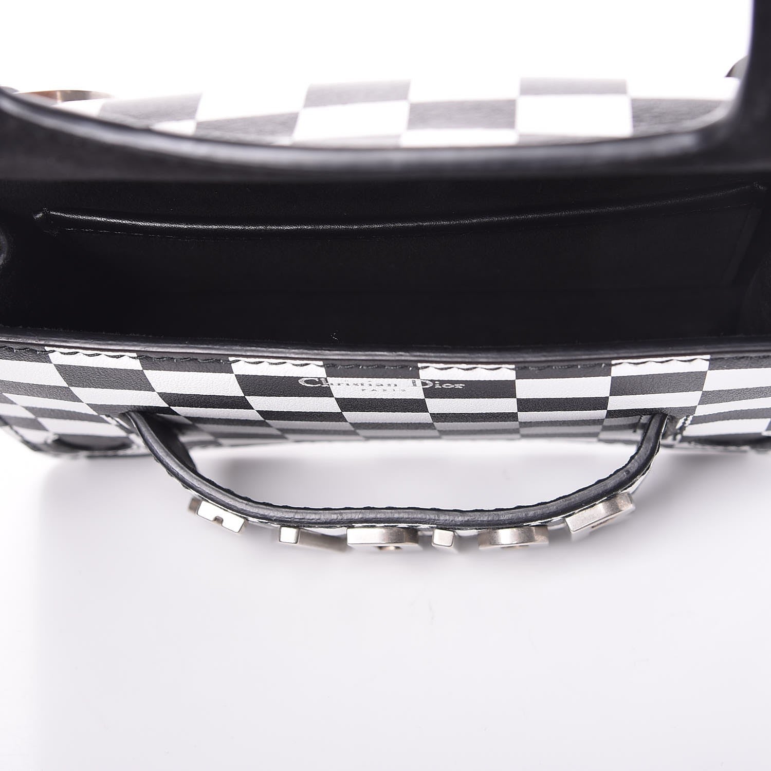 Christian Dior Calfskin Checkered J'Adior Chain Flap Bag White Black 5 of 6