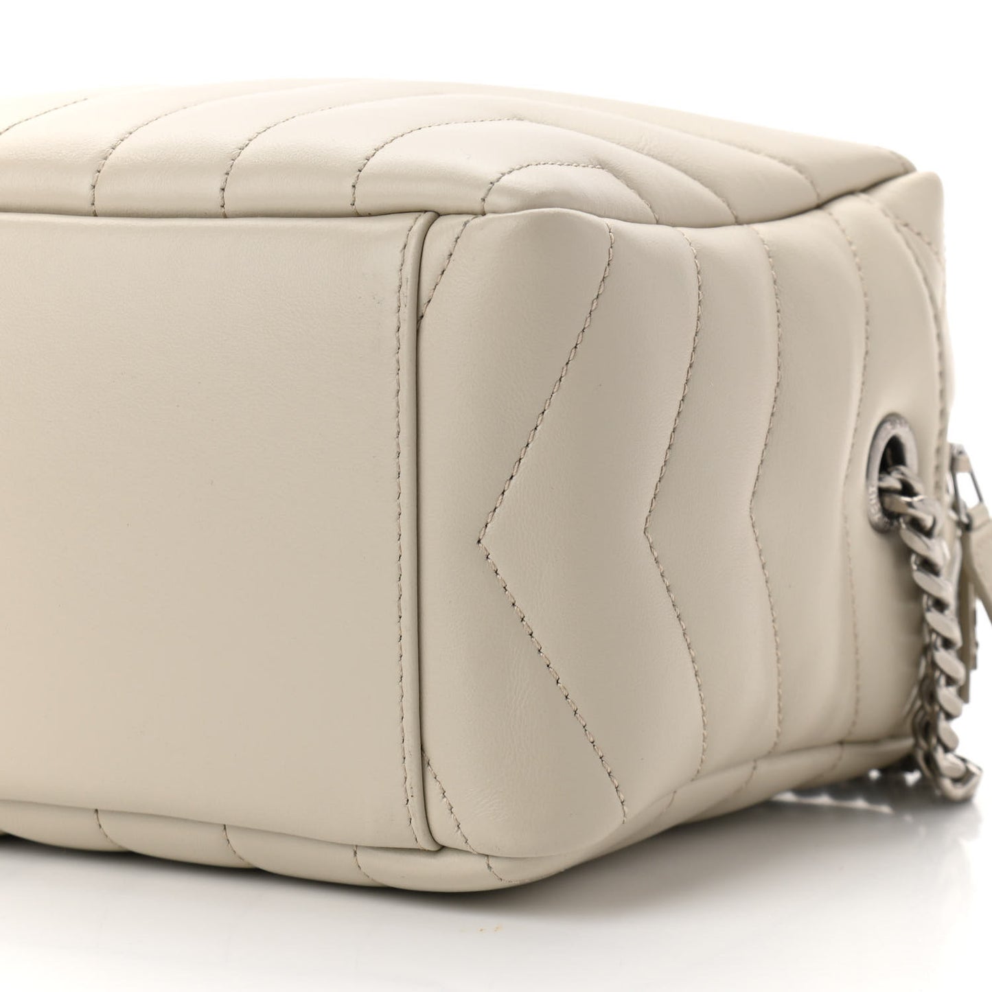 Calfskin Y Quilted Monogram Small Loulou Bowling Bag Ivory