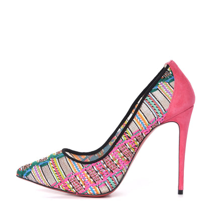 Christian Louboutin Lace Rete Tresse Suede Hippie Follies 100 Pumps 37.5 Multi 1 of 7