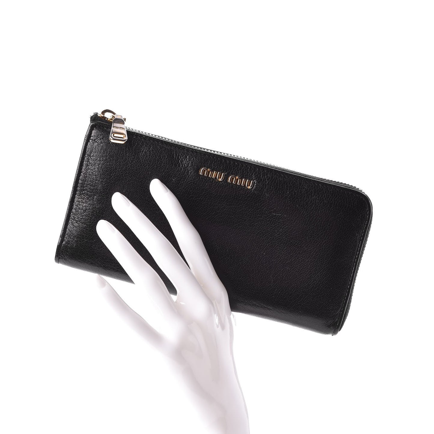 Goatskin Madras Zip Around Wallet Black