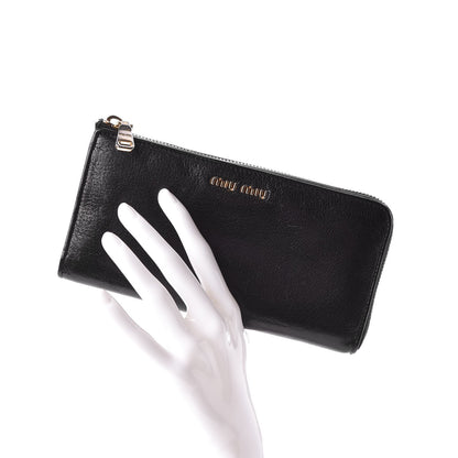 Miu Miu Goatskin Madras Zip Around Wallet Black 2 of 13