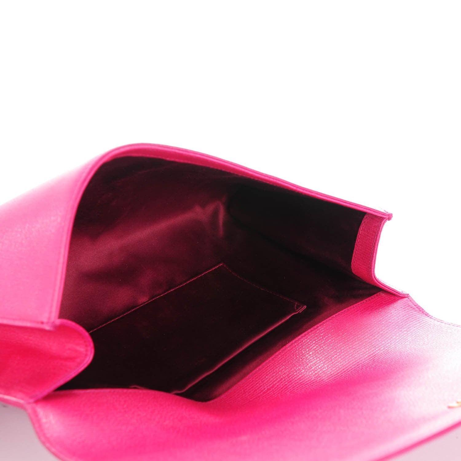 Saint Laurent Textured Calfskin Classic Y Ligne Clutch Fuchsia 5 of 7