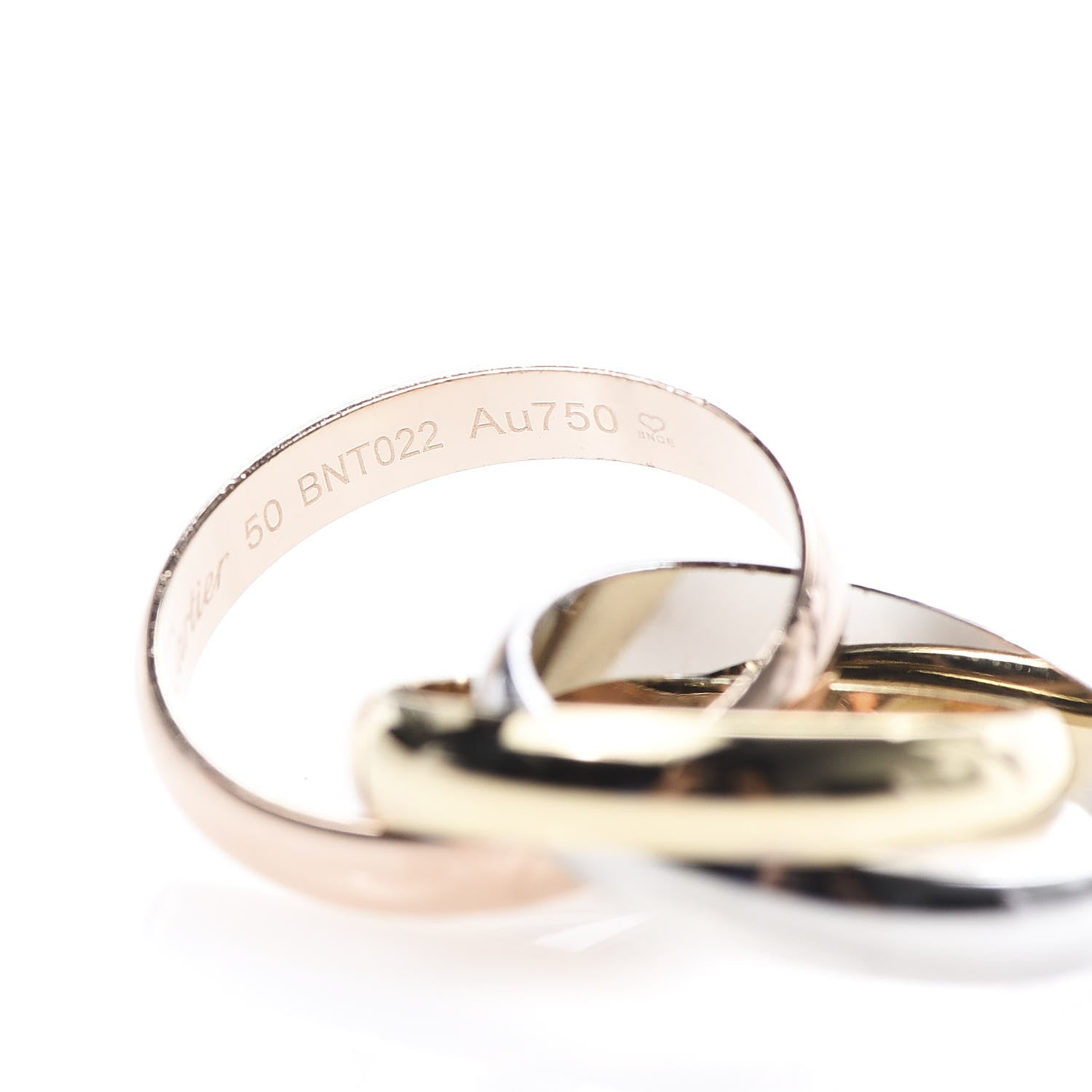 Cartier 18K Pink Yellow White Gold Classic Trinity Ring 50 5.25 6 of 7