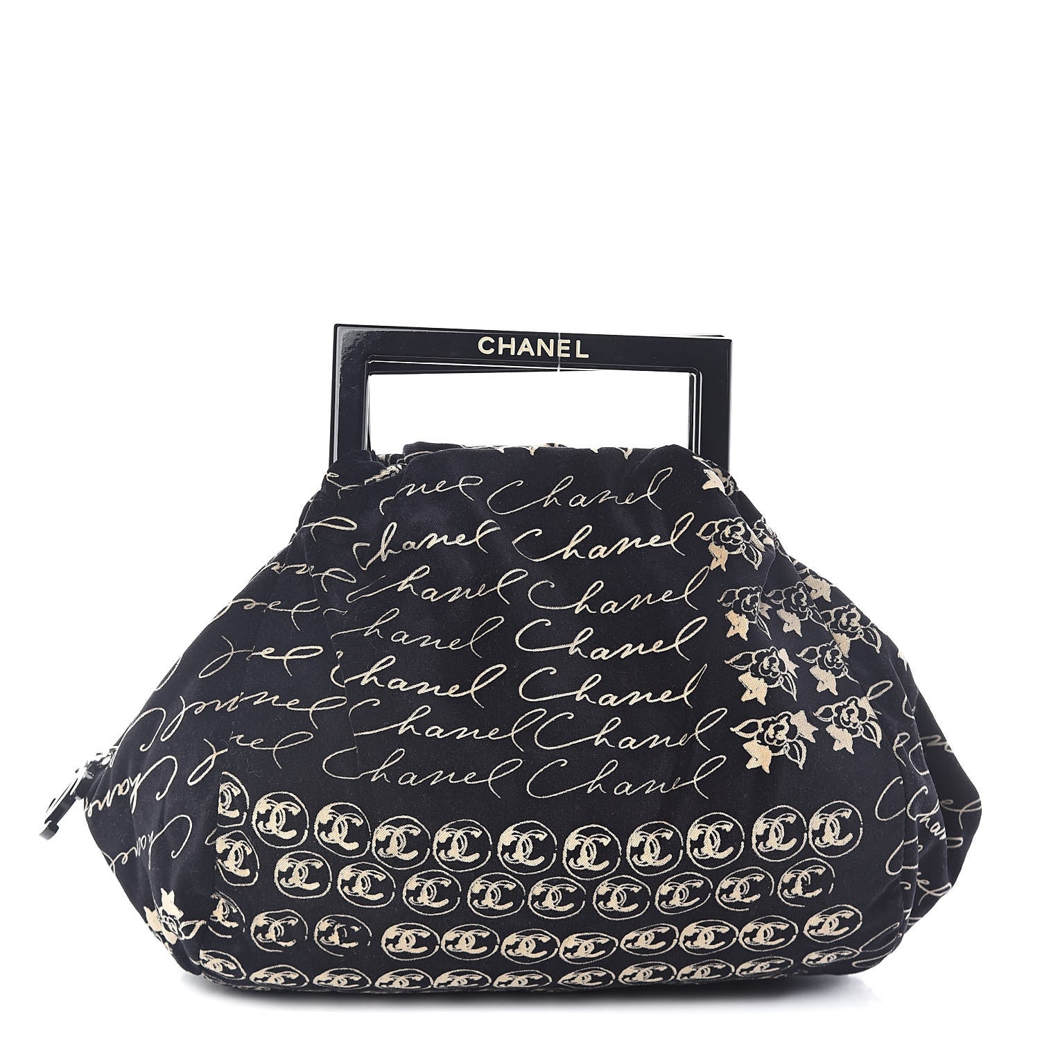 Chanel Velvet Camellia Flower Print Tote Black 1 of 10