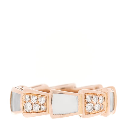 Bulgari 18K Rose Gold Diamond Mother of Pearl 6mm Serpenti Viper Band Ring 48 4.5 3 of 4