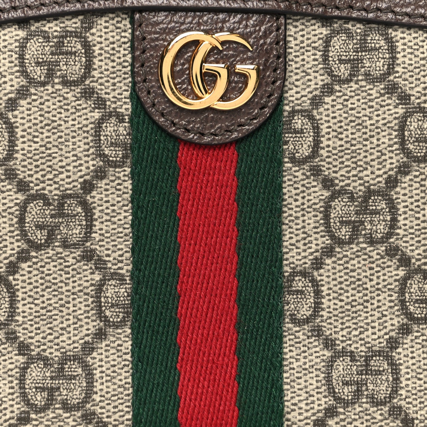 GG Supreme Monogram Textured Calfskin Web Medium Ophidia Cosmetic Case Beige Ebony New Acero
