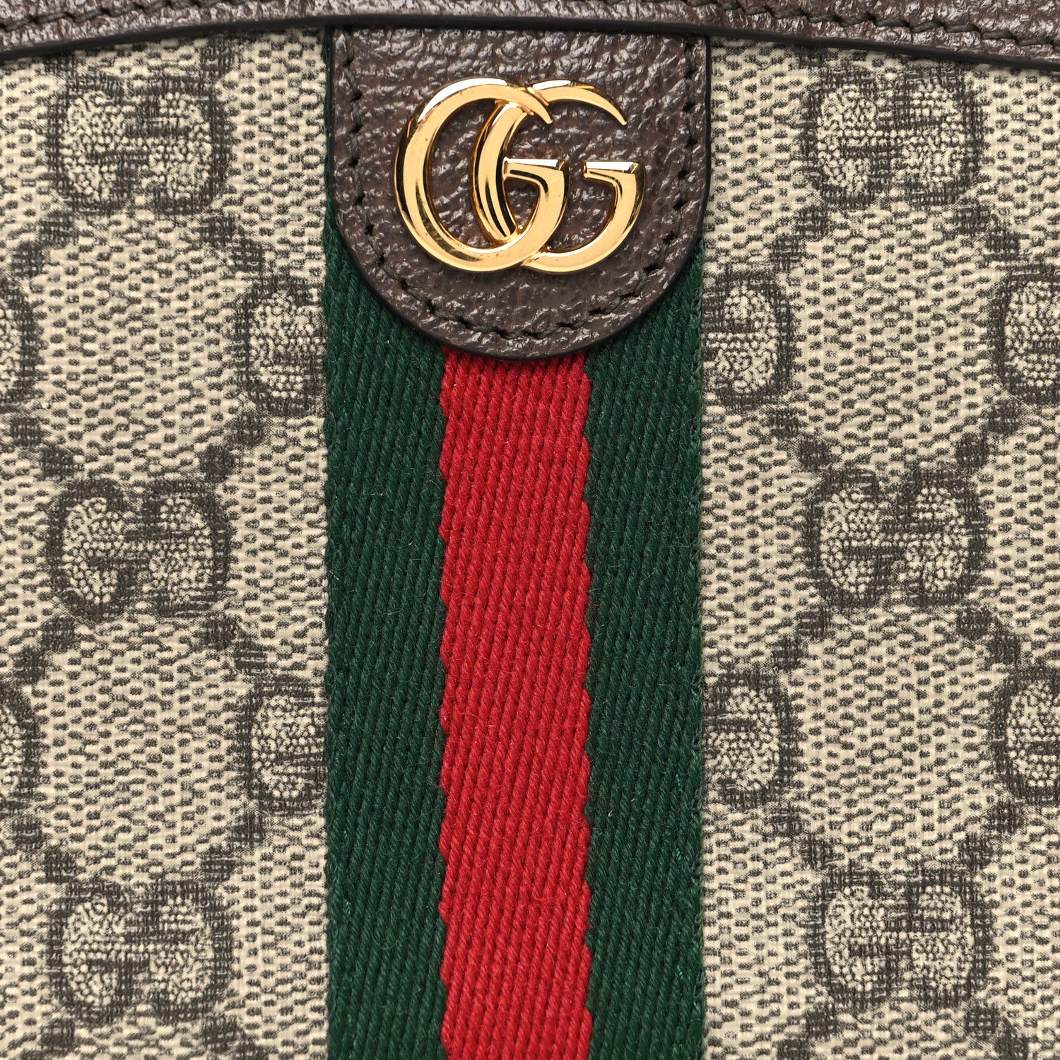 Gucci GG Supreme Monogram Textured Calfskin Web Medium Ophidia Cosmetic Case Beige Ebony New Acero 8 of 11