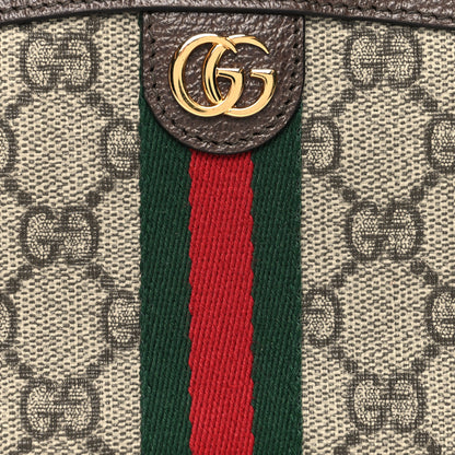 Gucci GG Supreme Monogram Textured Calfskin Web Medium Ophidia Cosmetic Case Beige Ebony New Acero 8 of 11