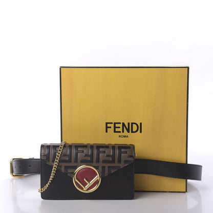 Fendi Vitello Liberty F is Fendi Bi-Color FF 1974 Embossed Envelope Belt Bag Maya Black 11 of 11