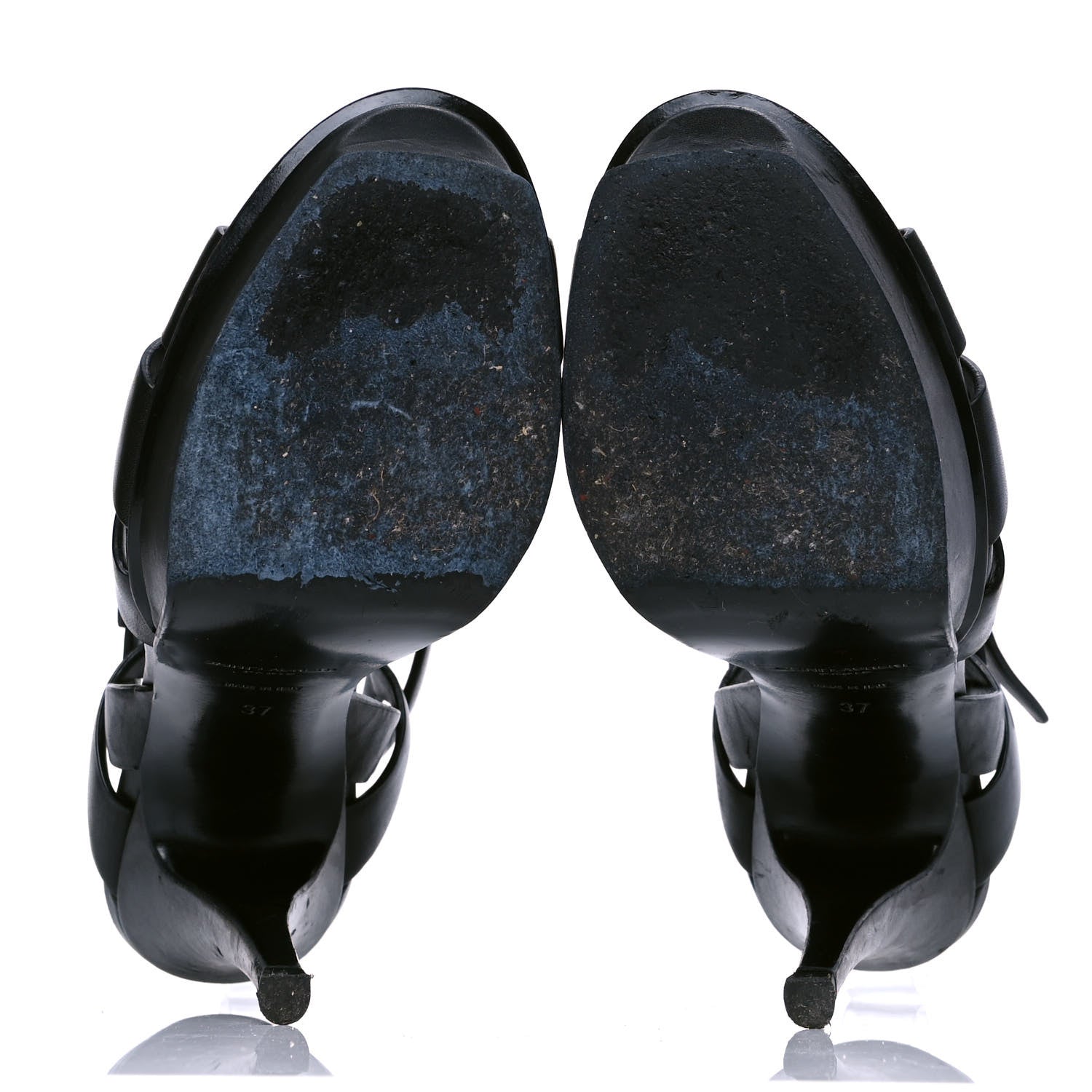 Saint Laurent Calfskin Tribute 105 Platform Sandals 37 Black 4 of 6