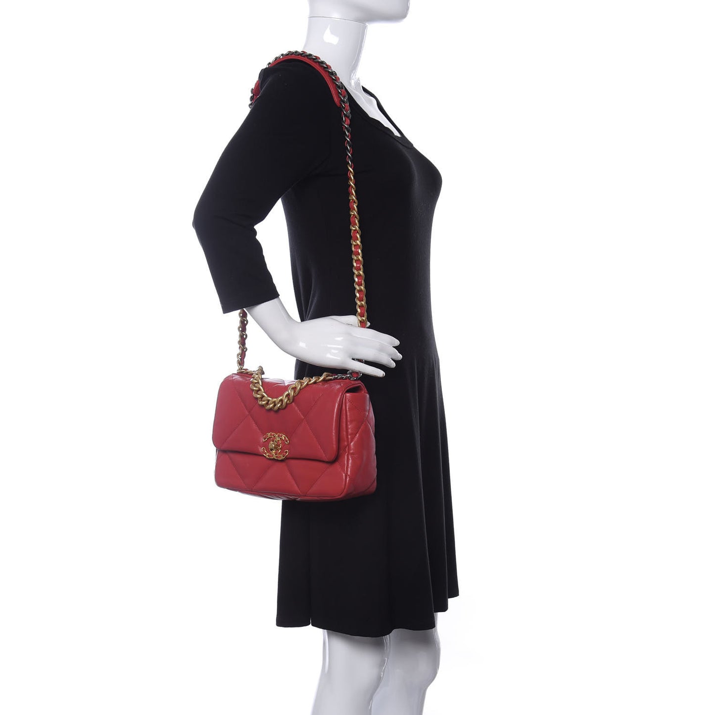 Goatskin Quilted Medium Chanel 19 Flap Red