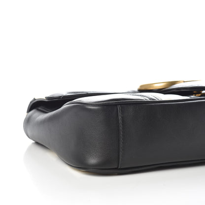 Gucci Calfskin Matelasse Medium GG Marmont Shoulder Bag Black White 5 of 9