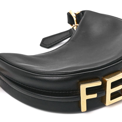 Fendi Vitello Grace Matte Nano Fendigraphy Hobo Charm Black 11 of 12