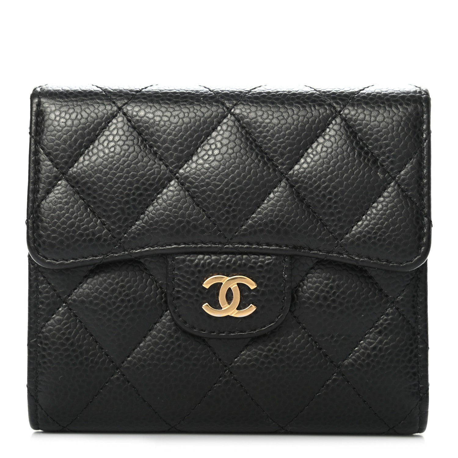 Chanel Caviar Quilted Compact Flap Wallet Black 1 of 8